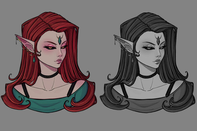 Red haired elf Portrait